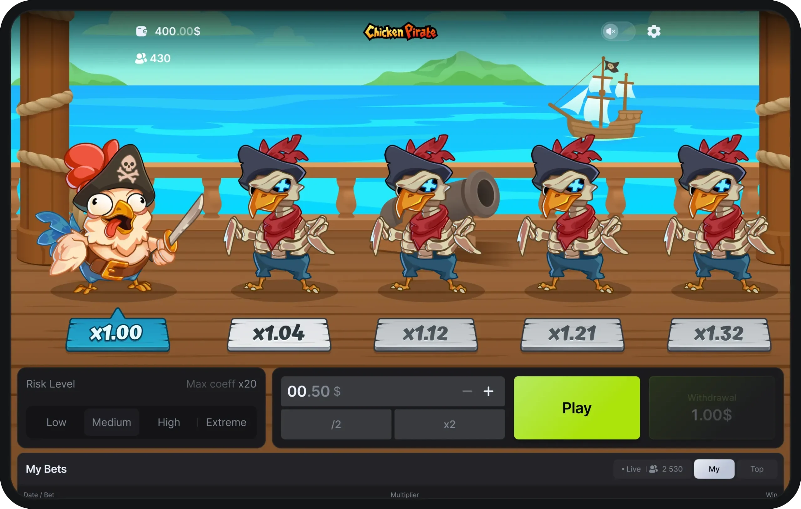 Chicken Pirate medium hard level